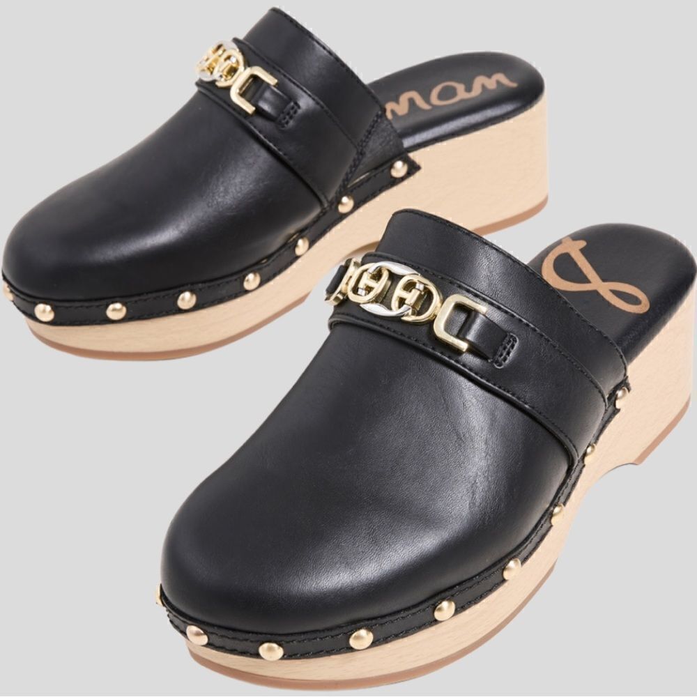 NEW Sam Edelman faux leather black clogs 10.5